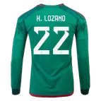 H.LOZANO #22 Mexico Home Long Sleeve Soccer Jersey 2022 - soccerdealshop