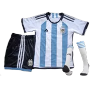 Kid's Argentina Home Soccer Jersey Kit(Jersey+Shorts+Socks) 2022 - soccerdealshop