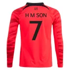 H M SON #7 South Korea Home Long Sleeve Soccer Jersey 2022 - soccerdealshop