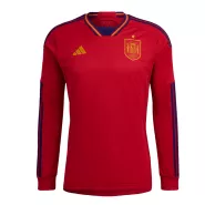Authentic Spain Home Long Sleeve Soccer Jersey 2022 - soccerdealshop
