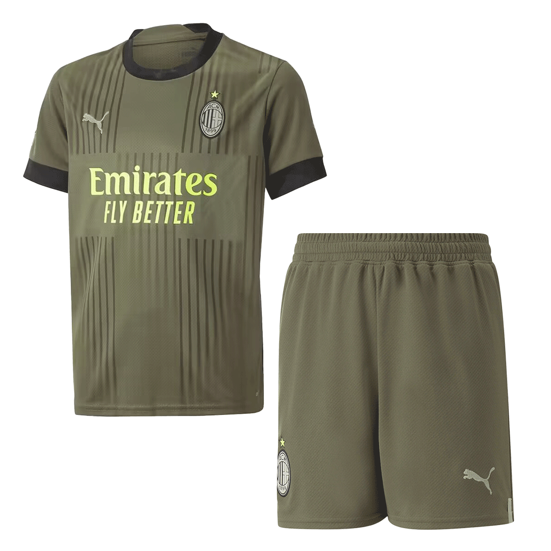 Kid's AC Milan Third Away Soccer Jersey Kit(Jersey+Shorts) 2022/23 - soccerdeal