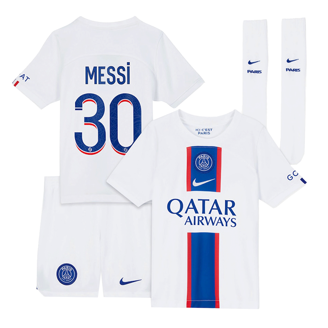 PSG Messi #30 Away Jersey Kit 2021/22 Kids(Jersey+Shorts)