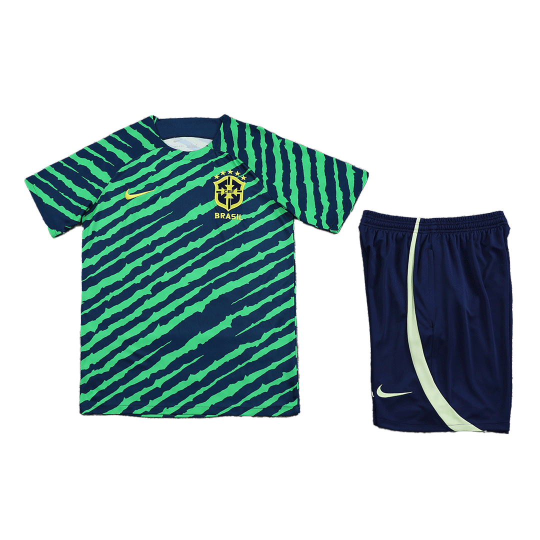 Brazil Pre-Match Soccer Jersey Kit(Jersey+Shorts) 2022