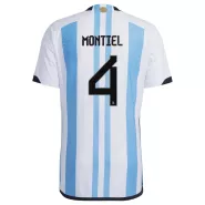 Authentic MONTIEL #4 Argentina 3 Stars Home Soccer Jersey 2022 - soccerdealshop