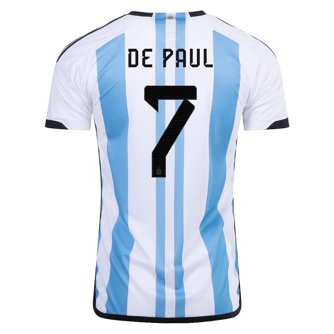 DE PAUL #7 Argentina 3 Stars Home Soccer Jersey 2022 - soccerdeal