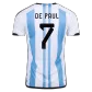 DE PAUL #7 Argentina 3 Stars Home Soccer Jersey 2022 - soccerdealshop