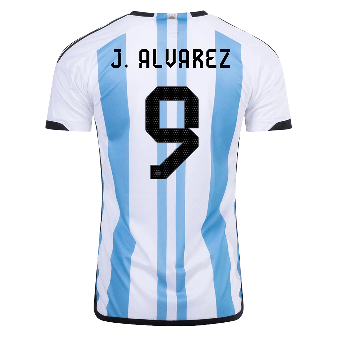 J. ALVAREZ #9 Argentina Home Soccer Jersey 2022 - soccerdeal