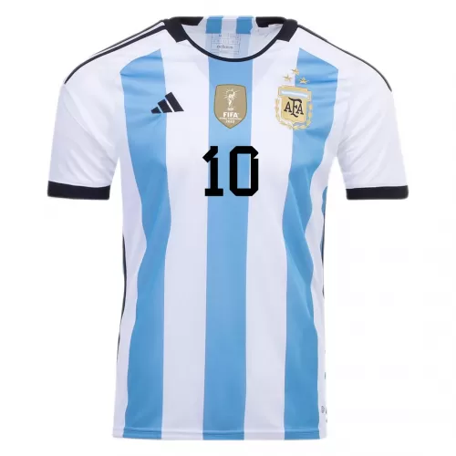 Authentic MESSI #10 Argentina 3 Stars Home Soccer Jersey 2022