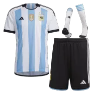 Argentina 3 Stars Home Soccer Jersey Kit(Jersey+Shorts+Socks) 2022 - soccerdealshop