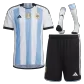 Kid's Argentina 3 Stars Home Soccer Jersey Kit(Jersey+Shorts+Socks) 2022 - soccerdealshop