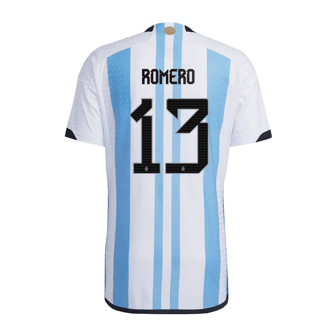 Authentic ROMERO #13 Argentina 3 Stars Home Soccer Jersey 2022 - soccerdeal