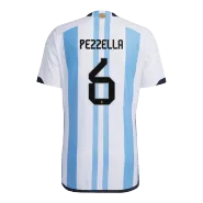 Authentic PEZZELLA #6 Argentina 3 Stars Home Soccer Jersey 2022 - soccerdealshop