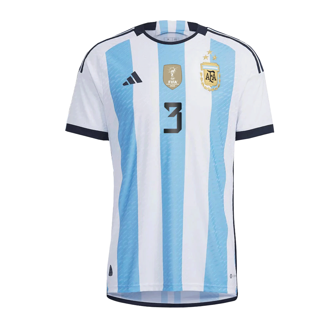 Authentic TAGLIAFICO #3 Argentina 3 Stars Home Soccer Jersey 2022 - soccerdeal
