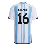 Authentic T. ALMADA #16 Argentina 3 Stars Home Soccer Jersey 2022 - soccerdealshop