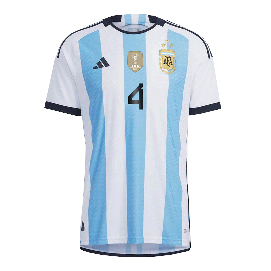 Authentic MONTIEL #4 Argentina 3 Stars Home Soccer Jersey 2022 - soccerdeal