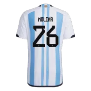 Authentic MOLINA #26 Argentina 3 Stars Home Soccer Jersey 2022 - soccerdealshop