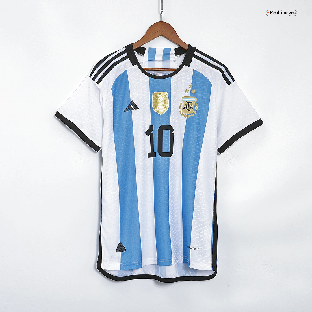 Authentic MESSI #10 Argentina 3 Stars Home Soccer Jersey 2022 - soccerdeal