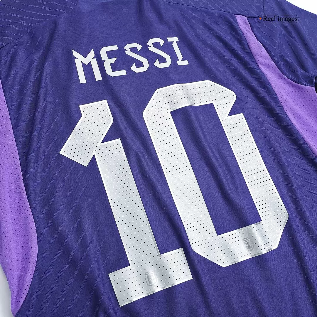 Messi Argentina Soccer Uniform Champions Three Stars Purple for