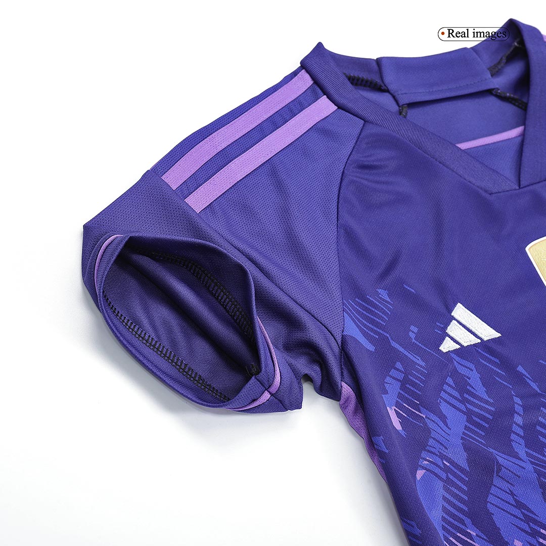 Kid's Argentina 3 Stars Away Soccer Jersey Kit(Jersey+Shorts) 2022 - soccerdeal