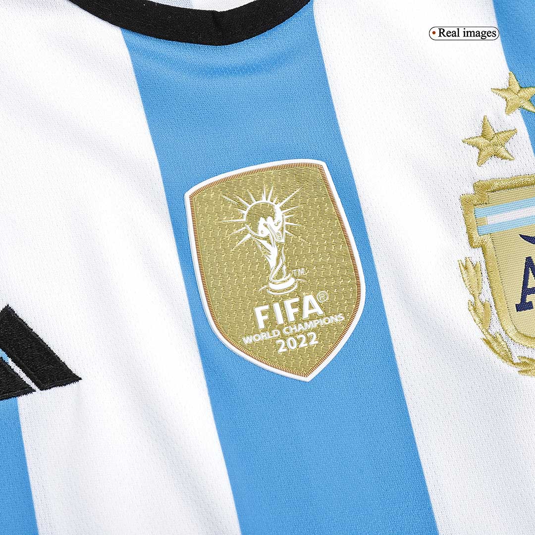 Kid's Argentina 3 Stars Home Soccer Jersey Kit(Jersey+Shorts) 2022 - soccerdeal