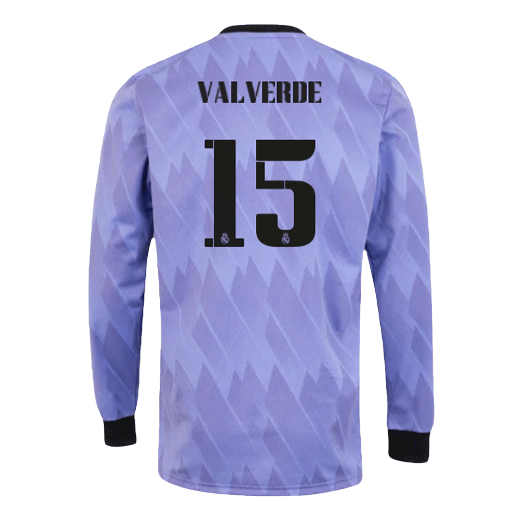 VALVERDE #15 Real Madrid Away Long Sleeve Soccer Jersey 2022/23