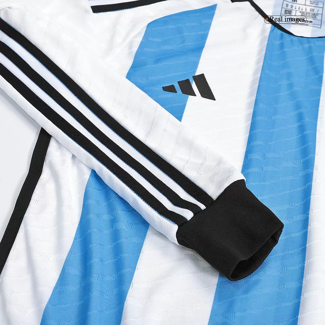 Argentina 3 Stars Home Long Sleeve Soccer Jersey 2022