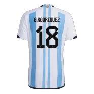 Authentic G. RODRIGUEZ #18 Argentina 3 Stars Home Soccer Jersey 2022 - soccerdealshop