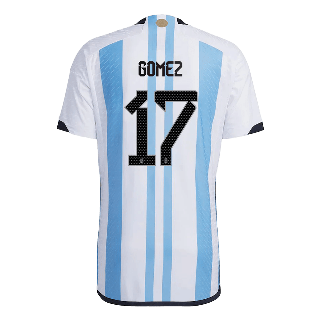 Authentic GOMEZ #17 Argentina 3 Stars Home Soccer Jersey 2022 - soccerdeal