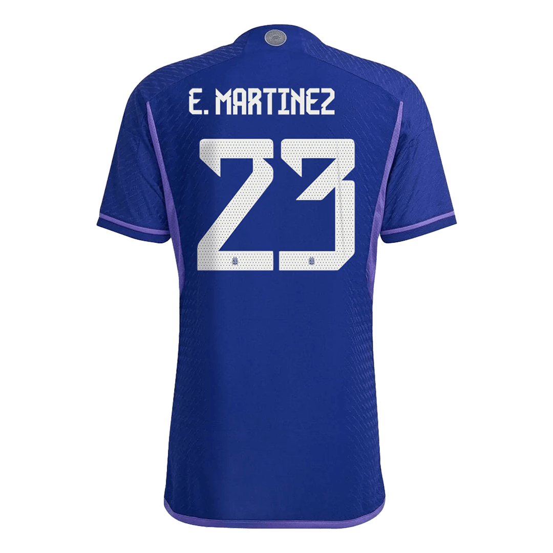 Authentic E. MARTINEZ #23 Argentina 3 Stars Away Soccer Jersey 2022 - soccerdeal