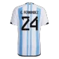 Authentic E. FERNANDEZ #24 Argentina 3 Stars Home Soccer Jersey 2022 - soccerdeal