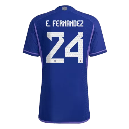 Authentic E. FERNANDEZ #24 Argentina 3 Stars Away Soccer Jersey 2022 - soccerdeal