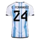 E. FERNANDEZ #24 Argentina 3 Stars Home Soccer Jersey 2022 - soccerdeal