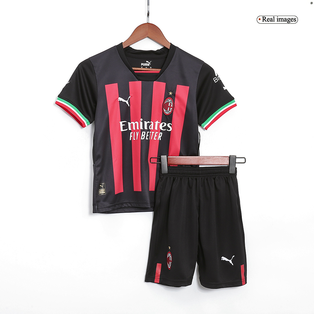 Kid's AC Milan Home Soccer Jersey Kit(Jersey+Shorts) 2022/23 - soccerdeal