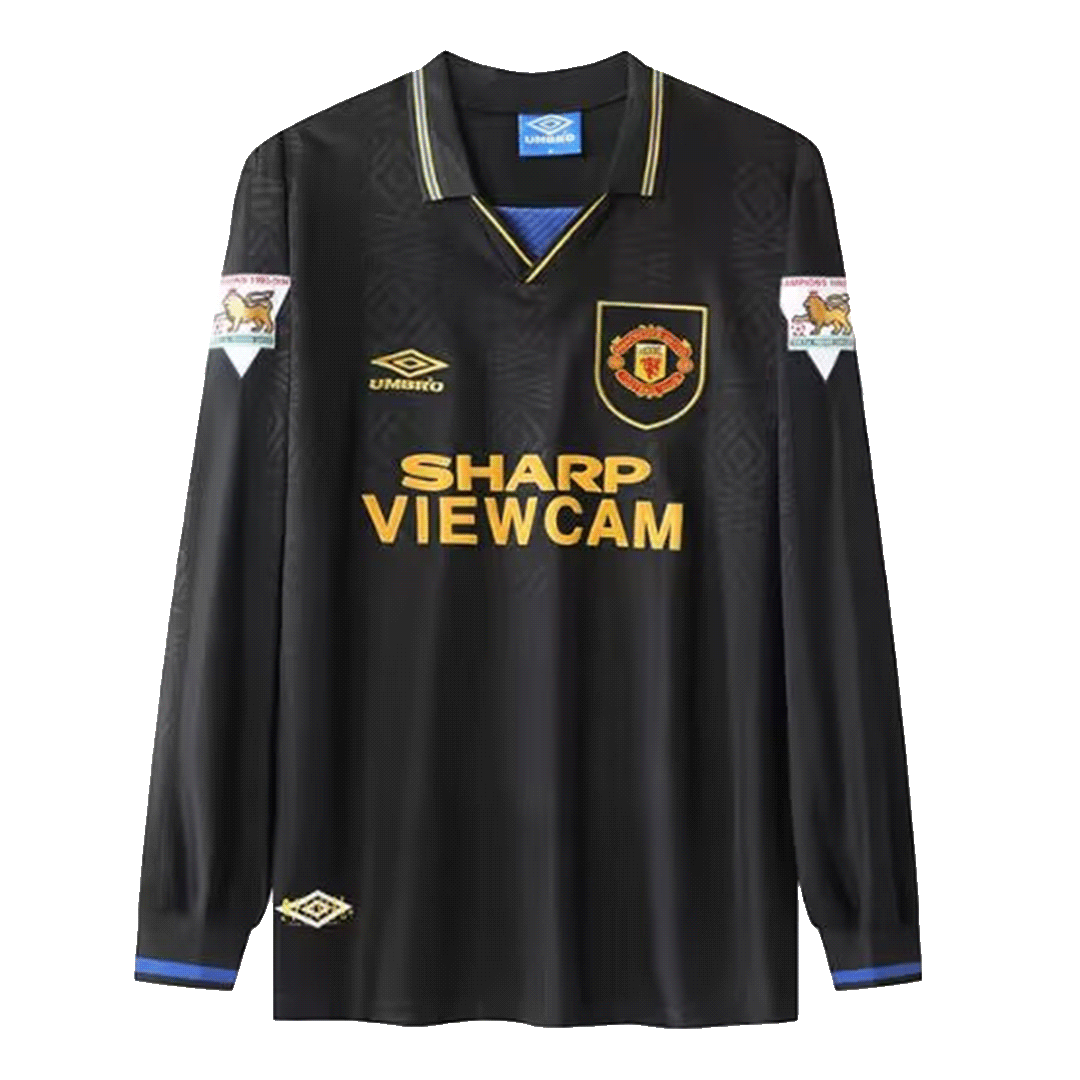 Retro 93/95 Manchester United Away Long Sleeve Soccer Jersey - soccerdeal