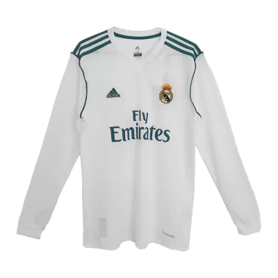 Retro 2017/18 Real Madrid Home Long Sleeve Soccer Jersey - Soccerdeal