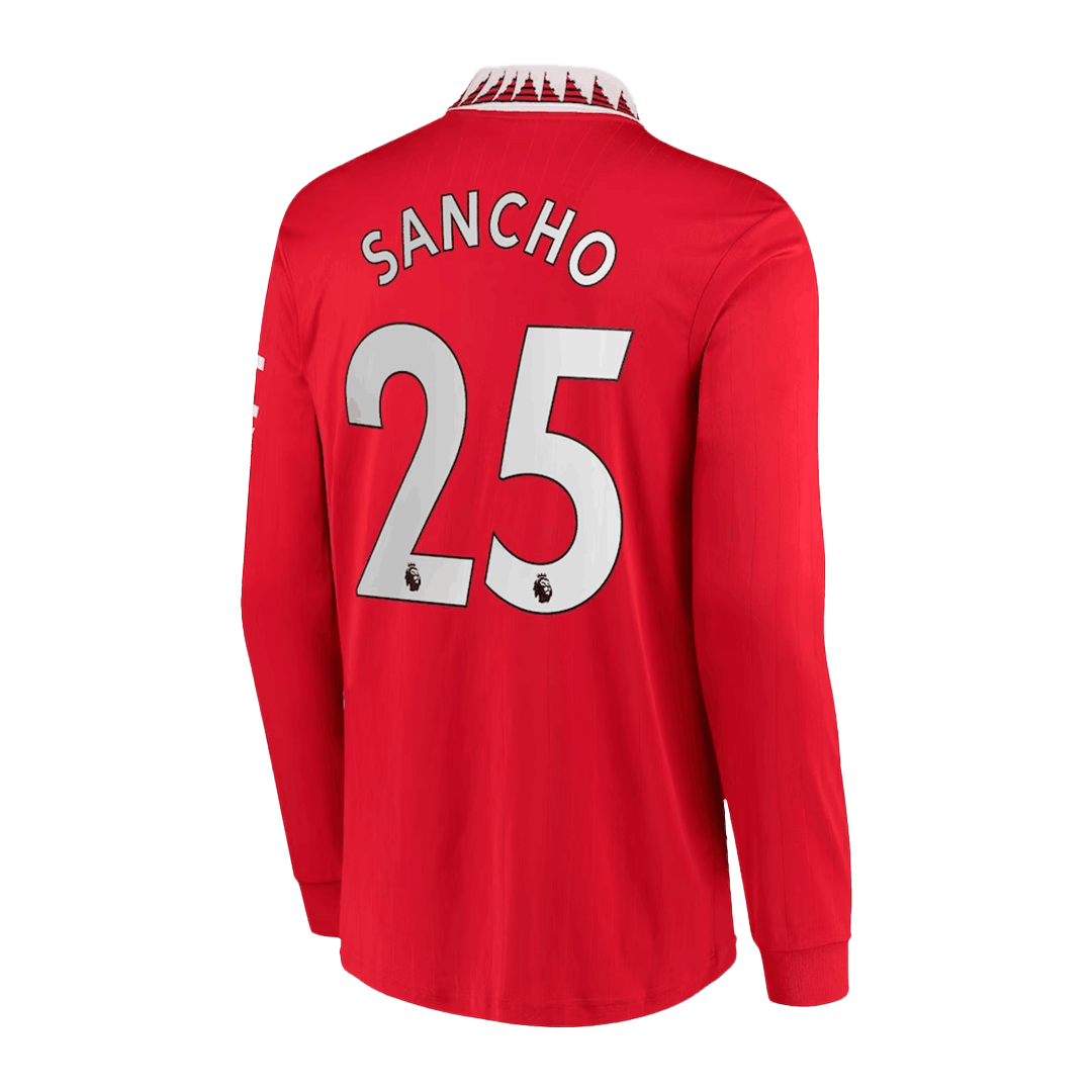 SANCHO #25 Manchester United Home Long Sleeve Soccer Jersey 2022/23 - soccerdeal