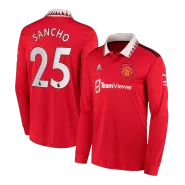 SANCHO #25 Manchester United Home Long Sleeve Soccer Jersey 2022/23 - soccerdealshop
