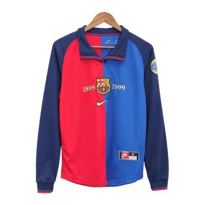 Retro 1999/00 Barcelona Home Long Sleeve Soccer Jersey - Soccerdeal