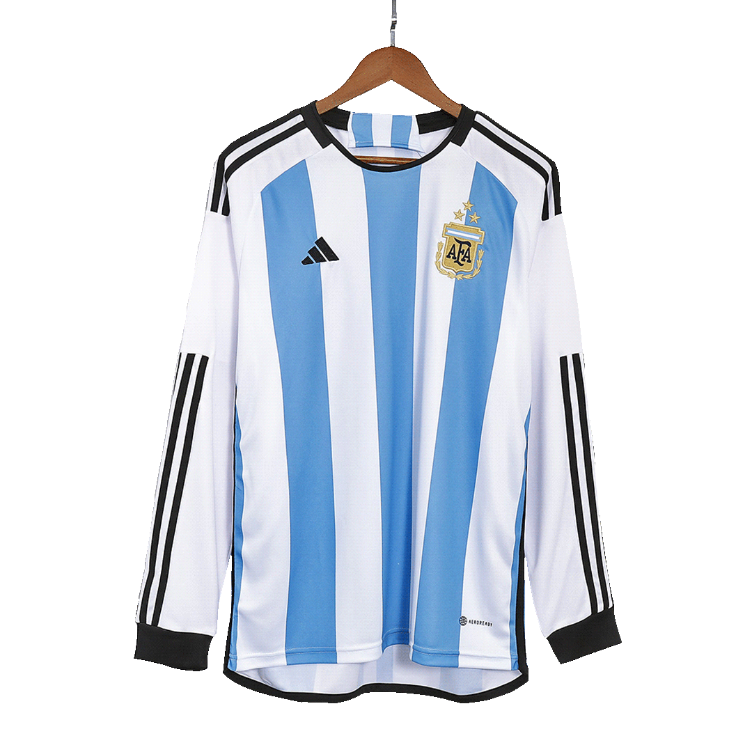 Argentina 3 Stars Home Long Sleeve Soccer Jersey 2022 - soccerdeal