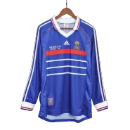 Retro 1998 France Home Long Sleeve Soccer Jersey - soccerdealshop