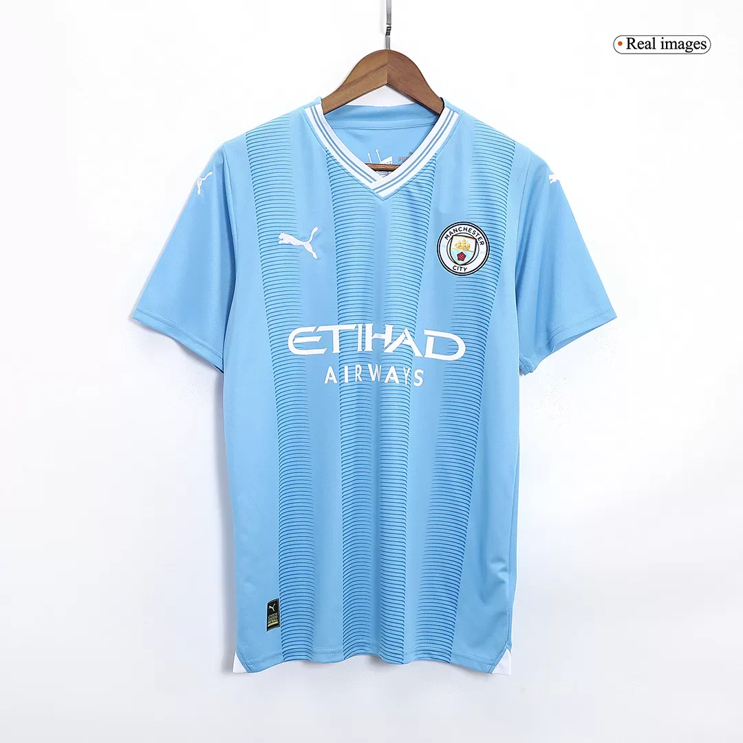 Mcfc Man City Home Jersey 2023/24 with Haaland 9 Printing