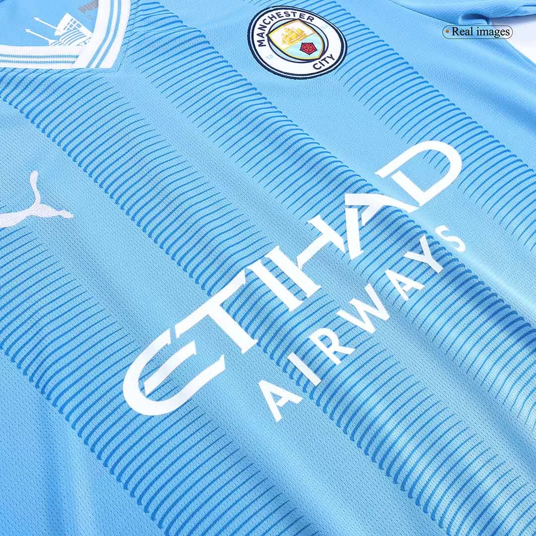 Mcfc Man City Home Jersey 2023/24 with Haaland 9 Printing