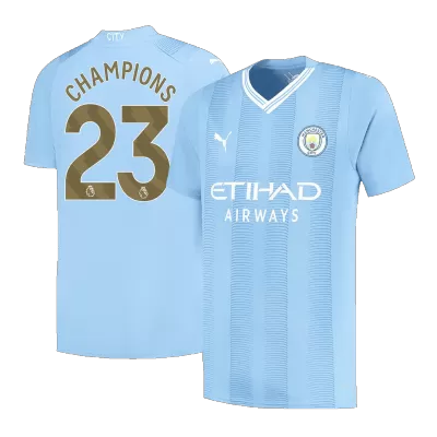 CHAMPIONS #23 Manchester City Home Soccer Jersey 2023/24 - Soccerdeal