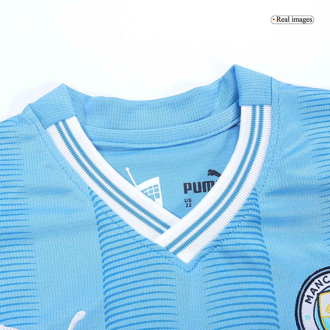 Kid's Manchester City Home Soccer Jersey Kit(Jersey+Shorts) 2023/24 - soccerdeal