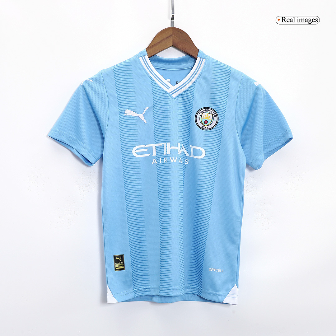 Kid's Manchester City Home Soccer Jersey Kit(Jersey+Shorts+Socks) 2023/24 - soccerdeal
