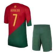 Kid's RONALDO #7 Portugal Home Soccer Jersey Kit(Jersey+Shorts) 2022/23 - soccerdealshop