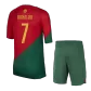 Kid's RONALDO #7 Portugal Home Soccer Jersey Kit(Jersey+Shorts) 2022/23 - soccerdealshop