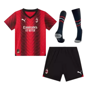 Kid's AC Milan Home Soccer Jersey Kit(Jersey+Shorts+Socks) 2023/24 - soccerdealshop