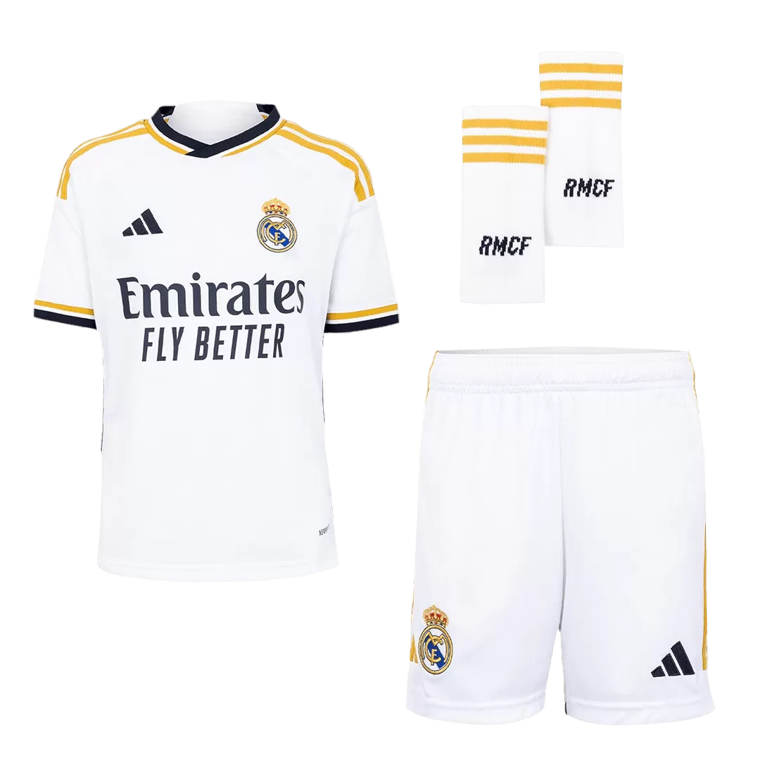 Kid's Real Madrid Home Soccer Jersey Kit(Jersey+Shorts+Socks) 2023/24