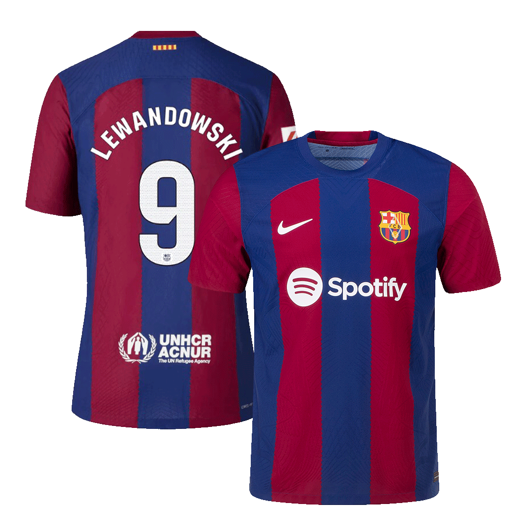 Authentic LEWANDOWSKI #9 Barcelona Home Soccer Jersey 2023/24 - soccerdeal